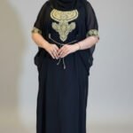 Gandoura Femme Marocaine Noire Brodée Dorée