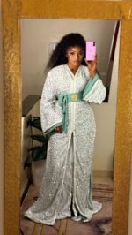 Caftan de Luxe 2 Pièces Crêpe  – Taille Standard – Image 11