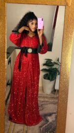 Caftan de Luxe 2 Pièces Crêpe  – Taille Standard – Image 13