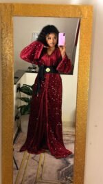 Caftan de Luxe 2 Pièces Crêpe  – Taille Standard – Image 10