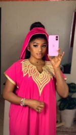 Gandoura Moderne en Crêpe avec Foulard Assorti – Taille Standard – Image 2