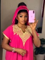 Gandoura Moderne en Crêpe avec Foulard Assorti – Taille Standard