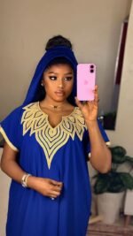 Gandoura Moderne en Crêpe avec Foulard Assorti – Taille Standard – Image 13