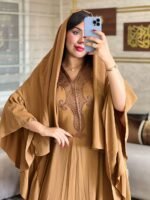 Makba Camel Élégante avec Foulard Assorti – Image 2