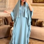 Makba Bleu Ciel Élégante avec Foulard Assorti