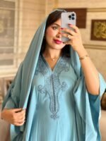 Makba Bleu Ciel Élégante avec Foulard Assorti – Image 2