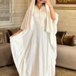 Makba Blanche Élégante avec Foulard Assorti