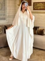 Makba Blanche Élégante avec Foulard Assorti