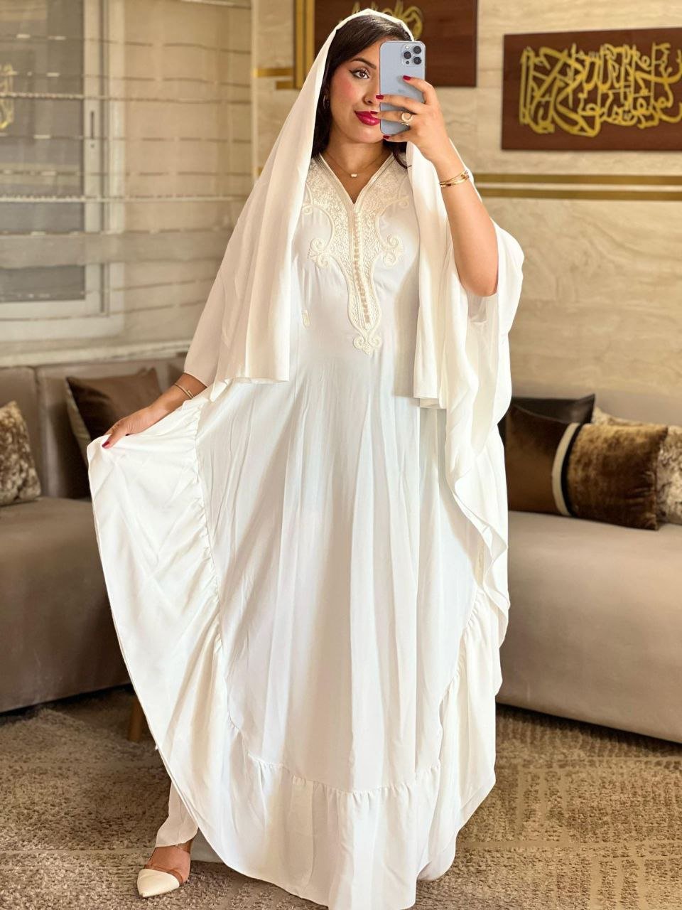 photo_2026-03-05_23-55-59 (3) Makba Blanche Élégante avec Foulard Assorti – Image 1