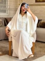 Makba Blanche Élégante avec Foulard Assorti – Image 2