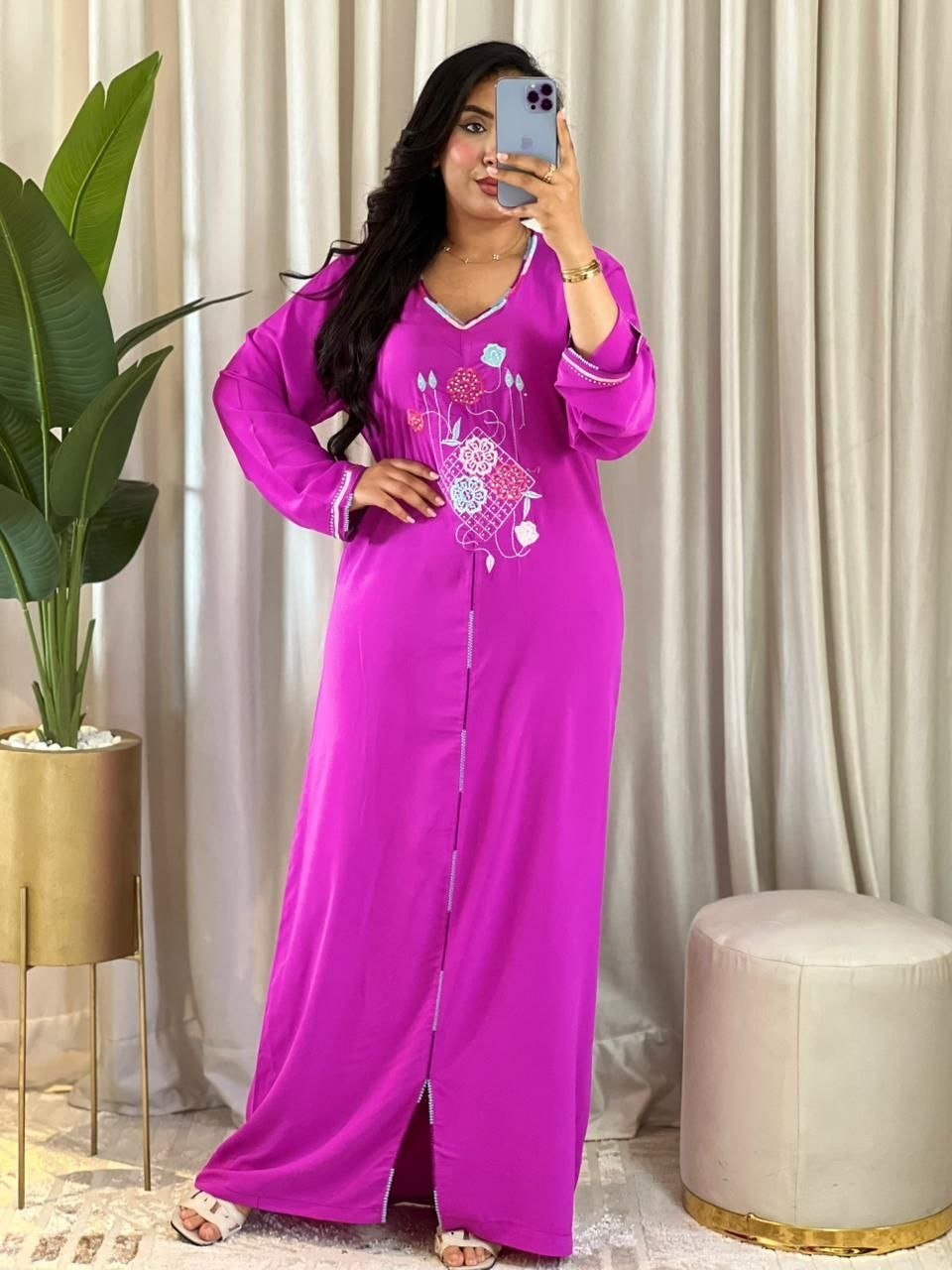 Caftan Marocain travaillé à la Randa 1 Caftan Marocain Avec Randa - M L XL XXL – Image 1