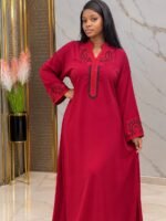 Gandoura Femme Élégante avec Foulard – Tissu Crêpe Doux & Broderies Raffinées – Image 5