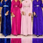 Caftan Marocain Élégant – Tissu Crêpe & Broderies Raffinées