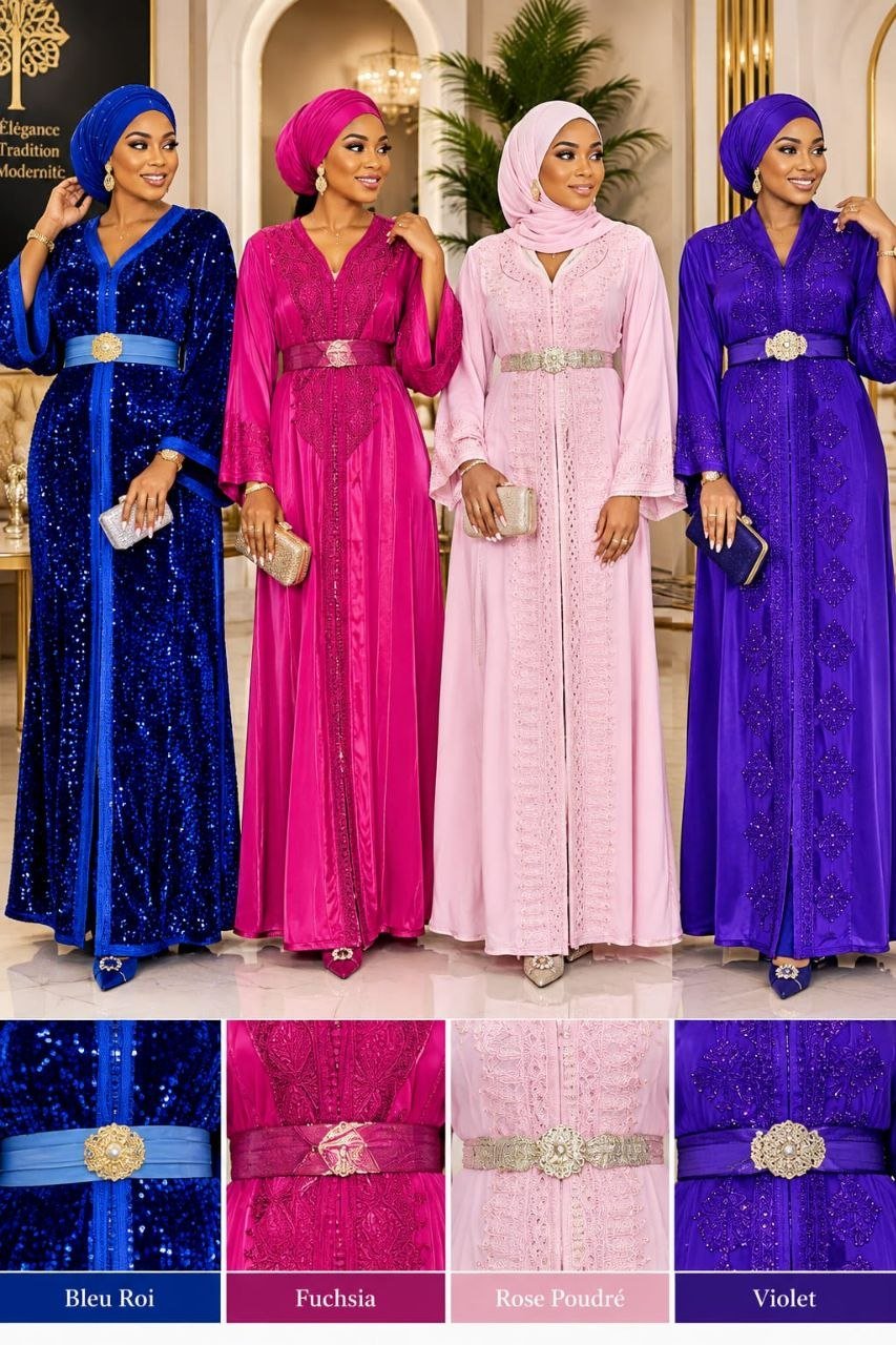 caftan maroc Caftan Marocain Élégant – Tissu Crêpe & Broderies Raffinées – Image 1