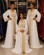 Caftan Marocain Élégant – Nouvelle Collection Broderie & Tissu Crêpe Rosa