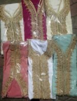 Caftan Marocain Élégant – Nouvelle Collection Broderie & Tissu Crêpe Rosa – Image 4