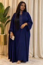 Gandoura Femme Élégante avec Boutons & Foulard – Tissu Crêpe Doux – Image 8