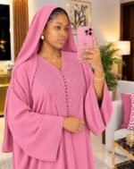 Gandoura Femme Ton sur Ton avec Foulard Assorti – Tissu Crêpe Doux & Finitions Soignées