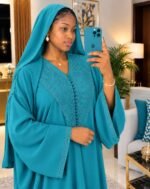 Gandoura Femme Ton sur Ton avec Foulard Assorti – Tissu Crêpe Doux & Finitions Soignées – Image 3