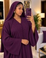 Gandoura Femme Ton sur Ton avec Foulard Assorti – Tissu Crêpe Doux & Finitions Soignées – Image 11