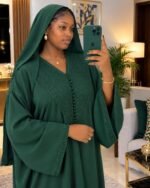Gandoura Femme Ton sur Ton avec Foulard Assorti – Tissu Crêpe Doux & Finitions Soignées – Image 12