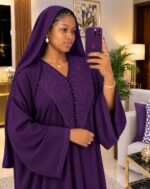Gandoura Femme Ton sur Ton avec Foulard Assorti – Tissu Crêpe Doux & Finitions Soignées – Image 8