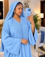 Gandoura Femme Ton sur Ton avec Foulard Assorti – Tissu Crêpe Doux & Finitions Soignées – Image 6