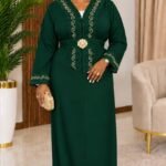 Caftan Marocain Moderne – Tissu Crêpe Fluide & Ceinture Ornementale