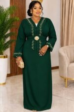 Caftan Marocain Moderne – Tissu Crêpe Fluide & Ceinture Ornementale