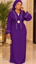 Caftan Marocain Moderne – Tissu Crêpe Fluide & Ceinture Ornementale – Image 4